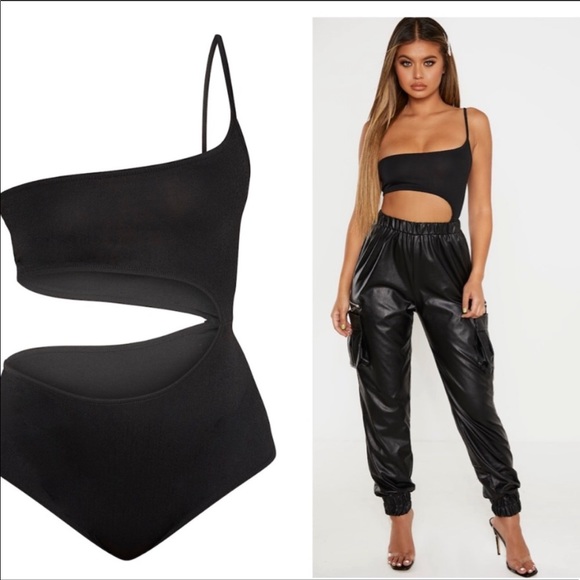 PrettyLittleThing Tops - Pretty Little Thing Crepe Cut Out Side Bodysuit